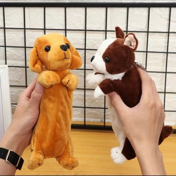 🔥🔥SALE🔥🔥🐾🐾ADORABLE Plush Puppy Pencil Pouch-Grey and White - Picture 6 of 6